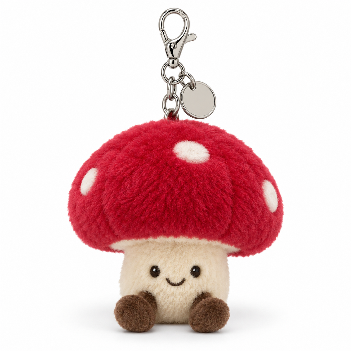 Happy Red Mushroom Plush Keychain